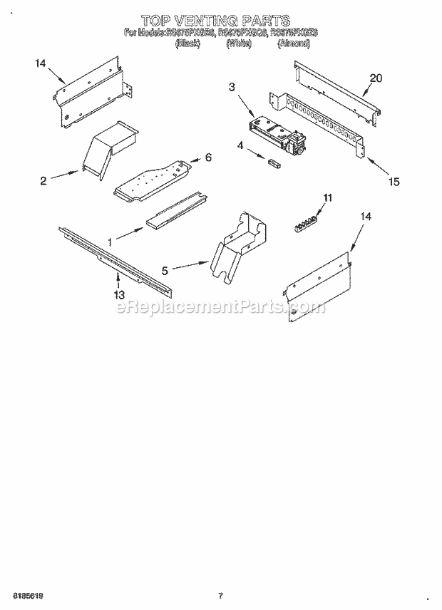 Whirlpool RS675PXGB6 Drop-in Electric Range Top Venting, Optional Diagram