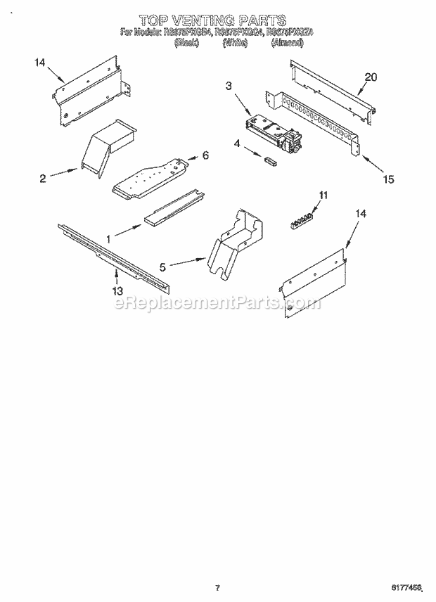 Whirlpool RS675PXGZ4 Drop-in Electric Range Top Venting, Optional Diagram