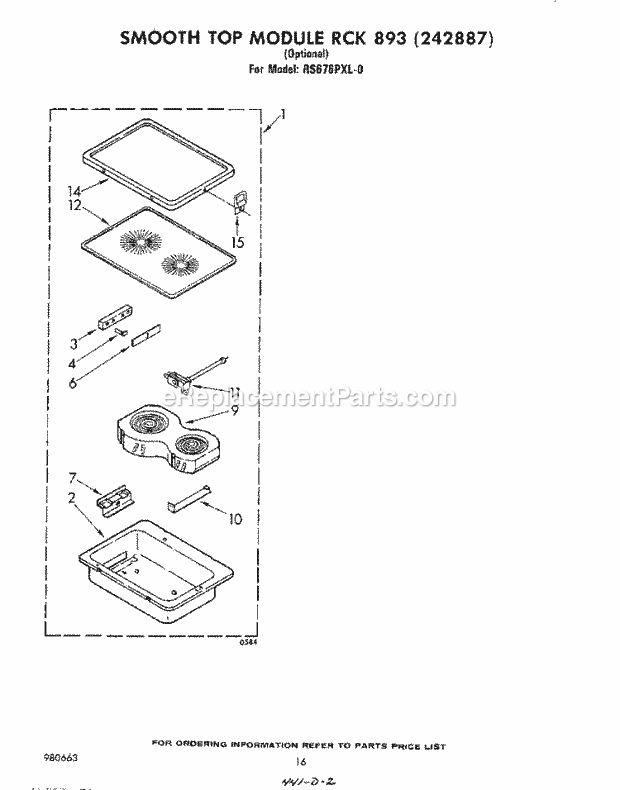 Whirlpool RS676PXL0 Electric Range Smooth Top Rck 893 , Literature And Diagram