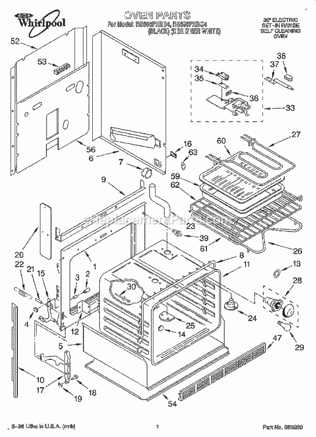 Whirlpool RS696PXBB4 Electric Range and Oven Oven Diagram