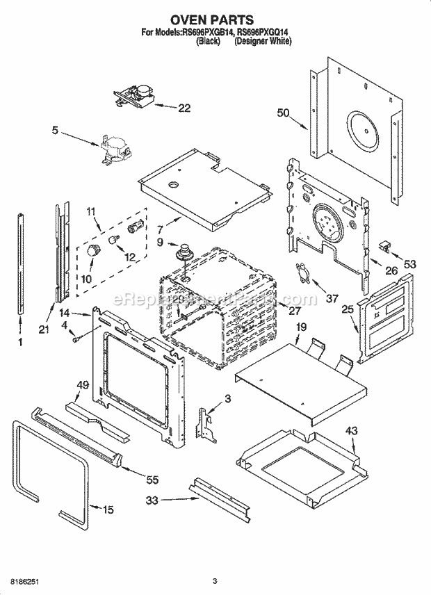 Whirlpool RS696PXGB14 Drop-in Electric Range Oven Parts Diagram