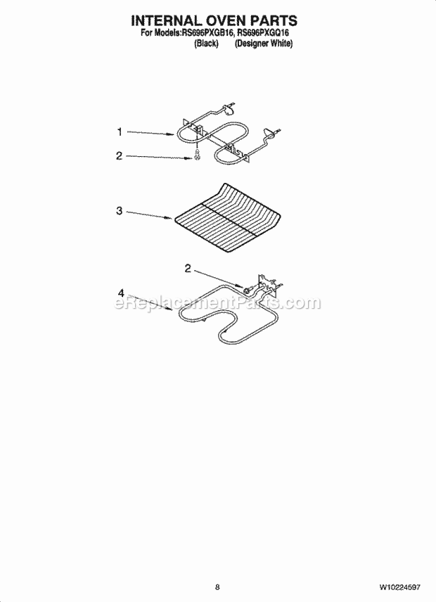 Whirlpool RS696PXGB16 Electric Range Internal Oven Parts, Optional Parts Diagram