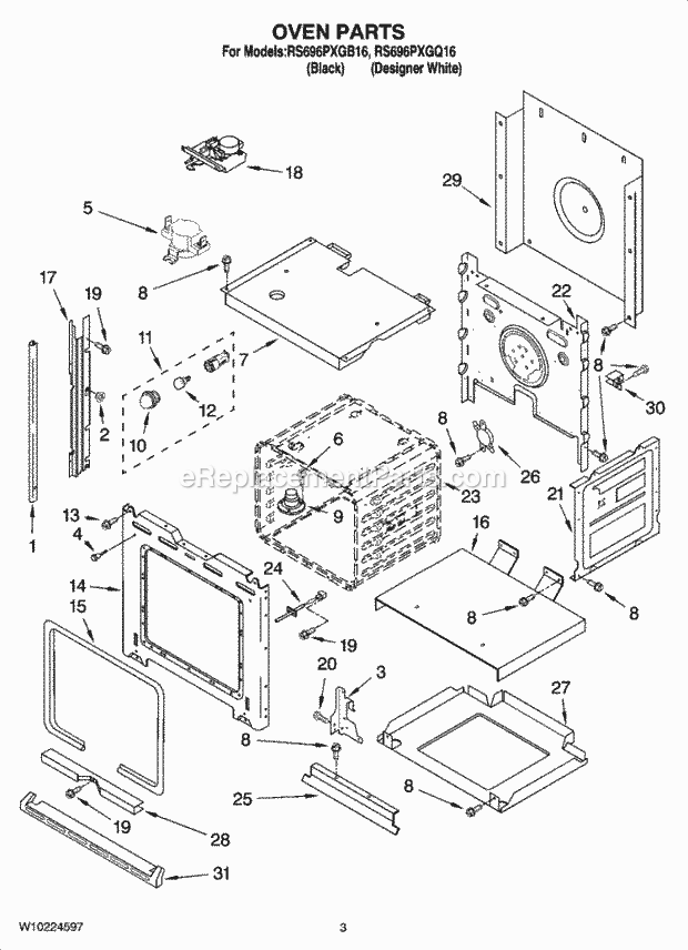 Whirlpool RS696PXGB16 Electric Range Oven Parts Diagram