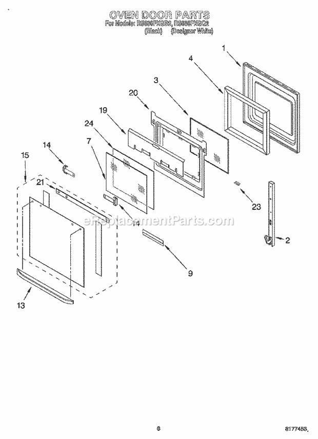 Whirlpool RS696PXGB2 Electric Oven Oven Door Diagram