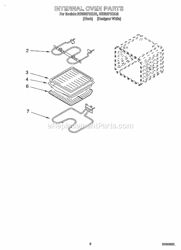 Whirlpool RS696PXGB6 Drop-in Electric Range Internal Oven, Optional Diagram