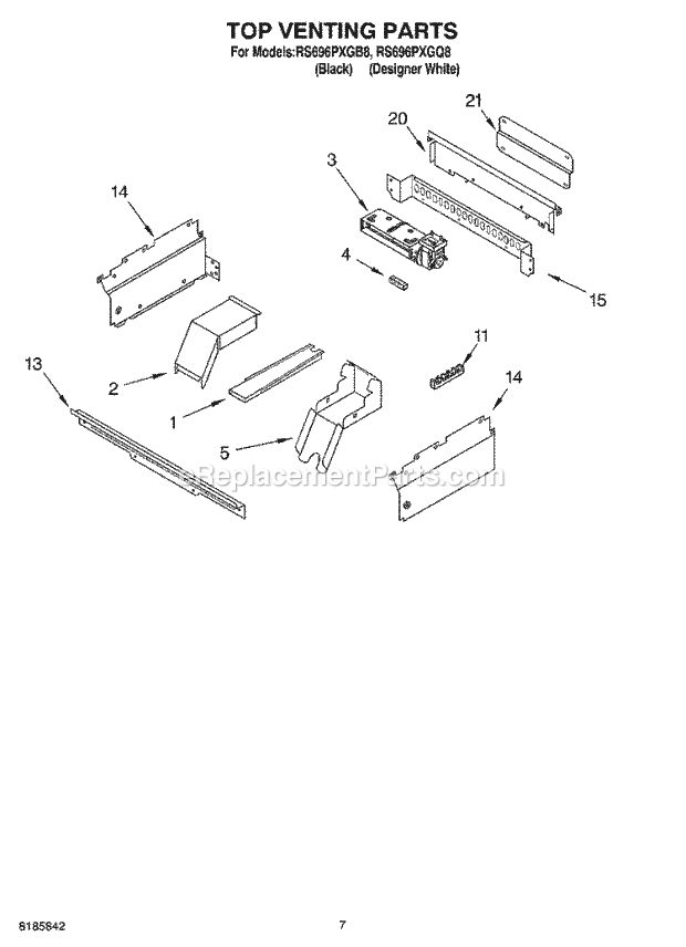 Whirlpool RS696PXGQ8 Electric Range Top Venting Diagram