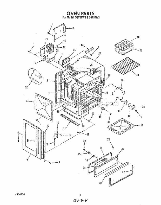 Whirlpool S8757^2 Range Oven Diagram