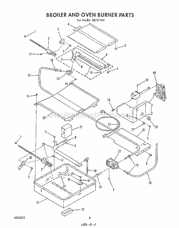 Whirlpool S8757^4 Range Broiler and Oven Burner Diagram