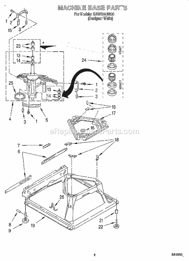 Whirlpool SAWS800HQ0 Automatic Washer Machine Base Diagram