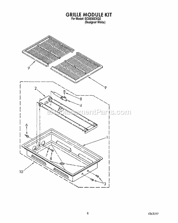 Whirlpool SC8900EXQ2 Gas Range Grill Module Kit Diagram