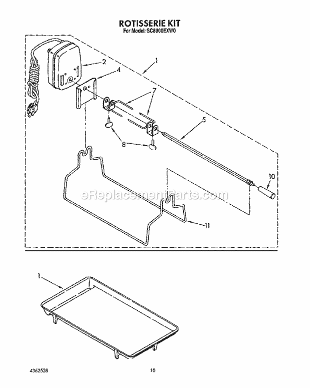 Whirlpool SC8900EXW0 Gas Range Rotisserie, Griddle Diagram