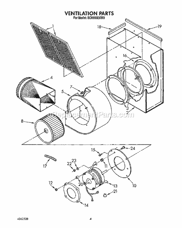 Whirlpool SC8900EXW0 Gas Range Ventilation Diagram