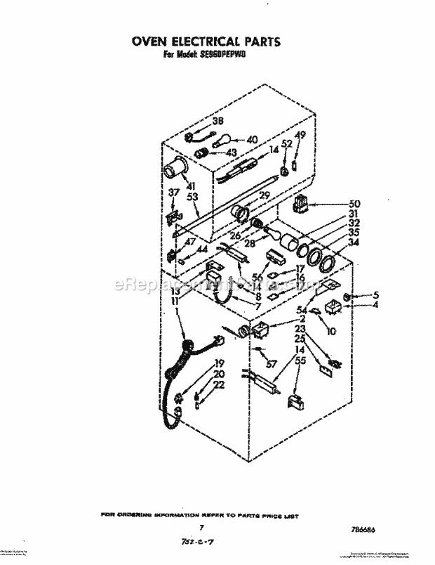 Whirlpool SE960PEPW0 Gas Range Oven Electrical Diagram