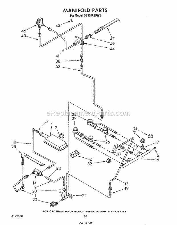 Whirlpool SE960PEPW3 Gas Range Manifold Diagram