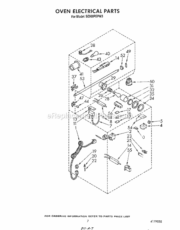 Whirlpool SE960PEPW3 Gas Range Oven Electrical Diagram