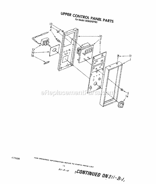 Whirlpool SE960PEPW3 Gas Range Upper Control Panel , Lit/Optional Diagram