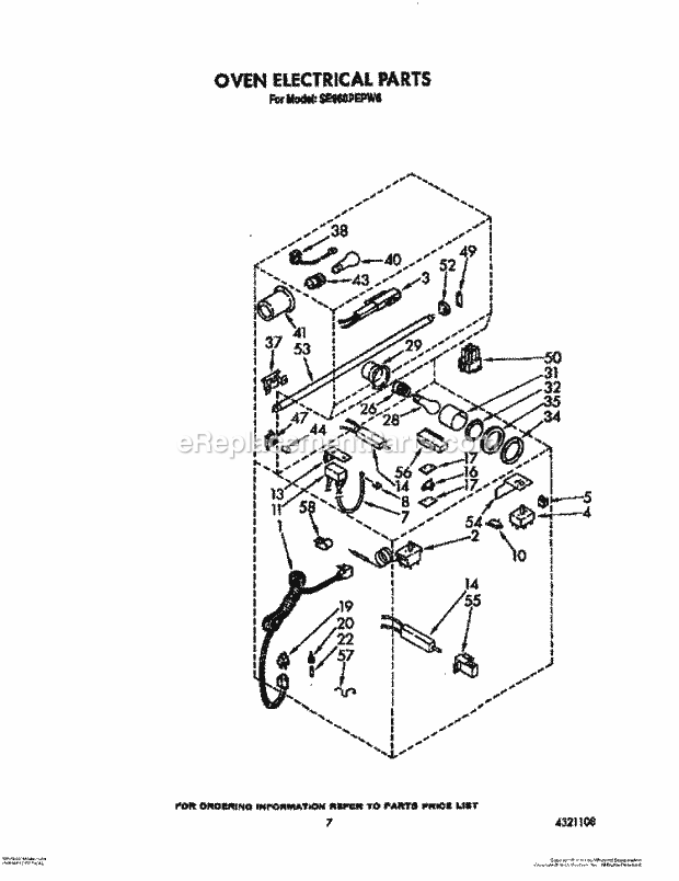 Whirlpool SE960PEPW6 Gas Range Oven Electrical Diagram