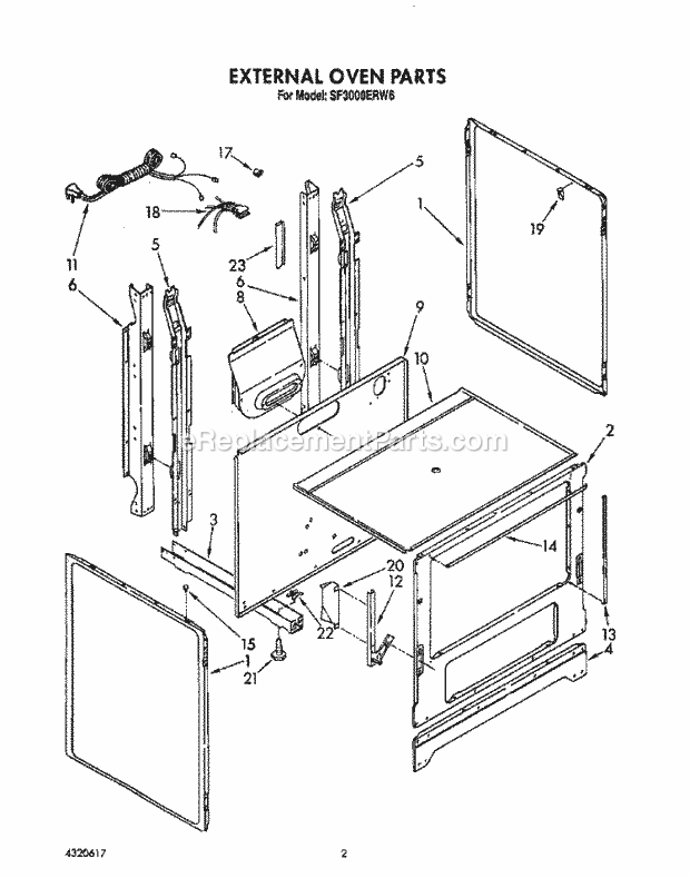 Whirlpool SF3000ERN6 Gas Range External Oven Diagram