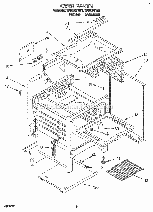 Whirlpool SF3000SYN1 Range Page B Diagram