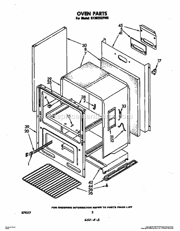 Whirlpool SF3020EPW0 Gas Range Oven, Lit/Optional Diagram
