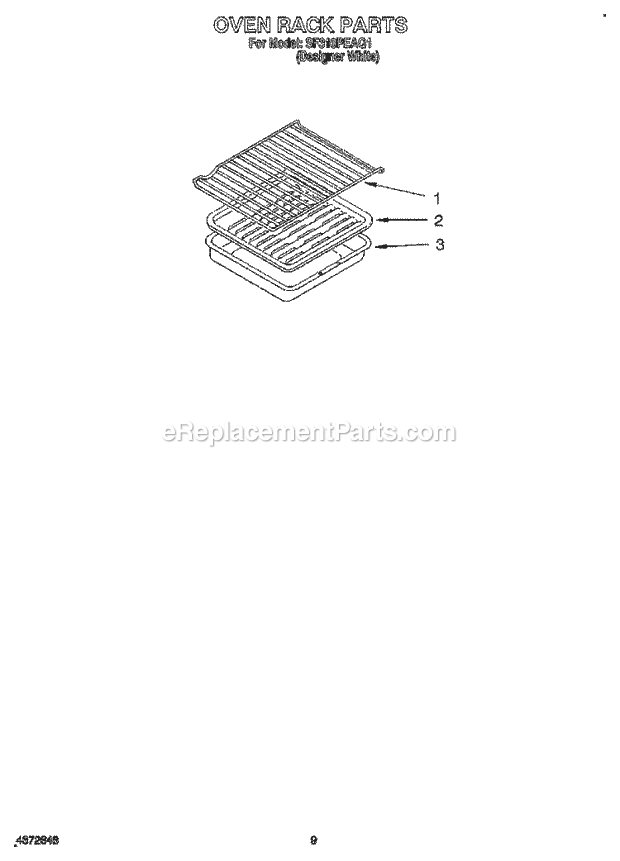 Whirlpool SF310PEAQ1 Gas Range and Oven Oven Rack, Literature Diagram