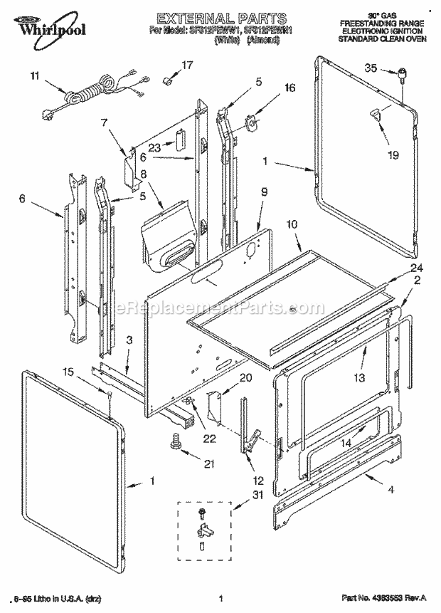 Whirlpool SF312PEWN1 30