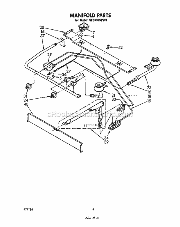 Whirlpool SF3300SPW0 Gas Range Manifold Diagram