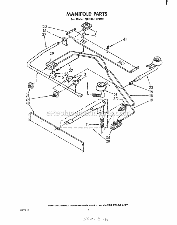 Whirlpool SF334BSPW0 Gas Range Manifold Diagram