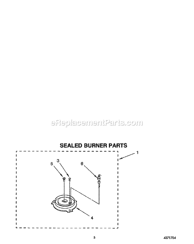 Whirlpool SF337PEYW0 Gas Range Sealed Burner Diagram