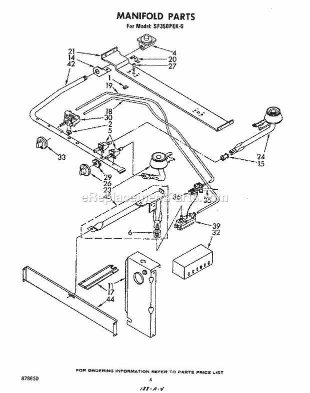 Whirlpool SF350PEK0 Range Manifold Diagram