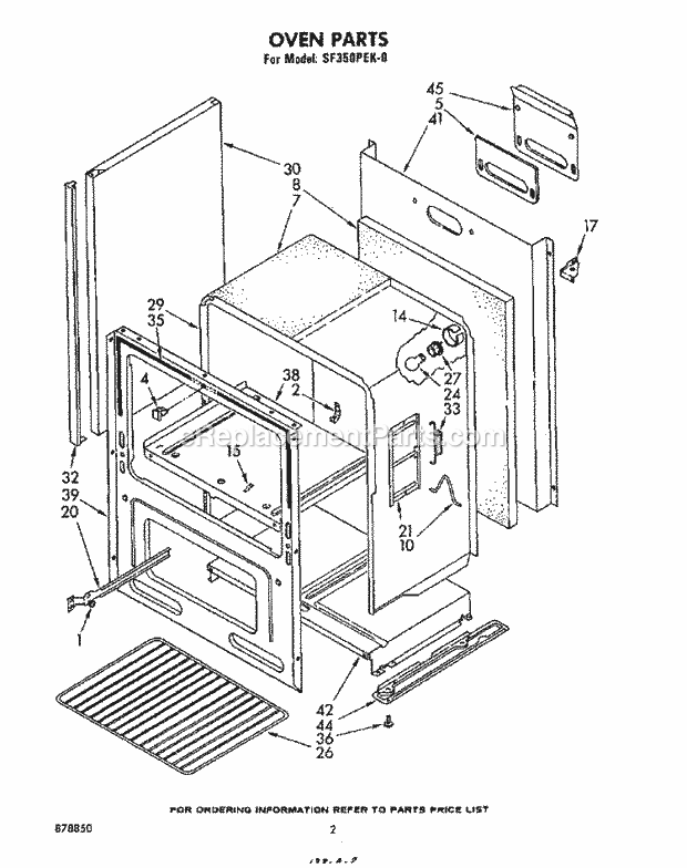 Whirlpool SF350PEK0 Range Oven , Literature Diagram