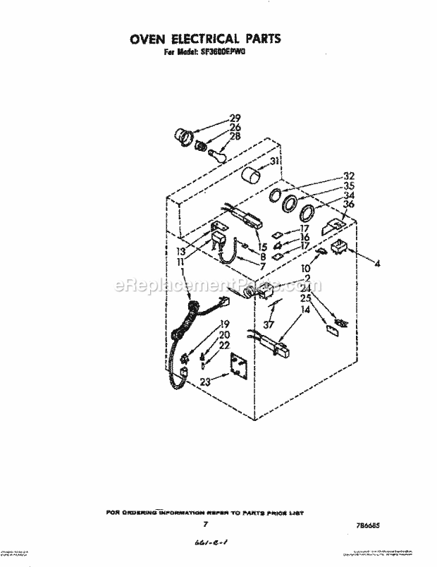 Whirlpool SF3600EPW0 Gas Range Oven Electrical Diagram