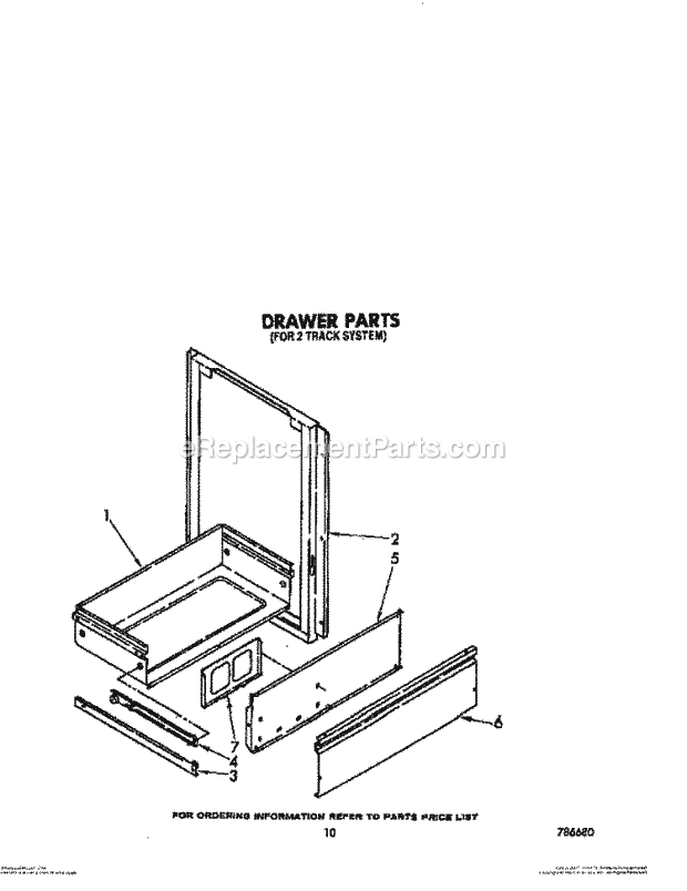 Whirlpool SF365BEPW0 Freestanding Gas Range Drawer (for 2 Track System) Diagram