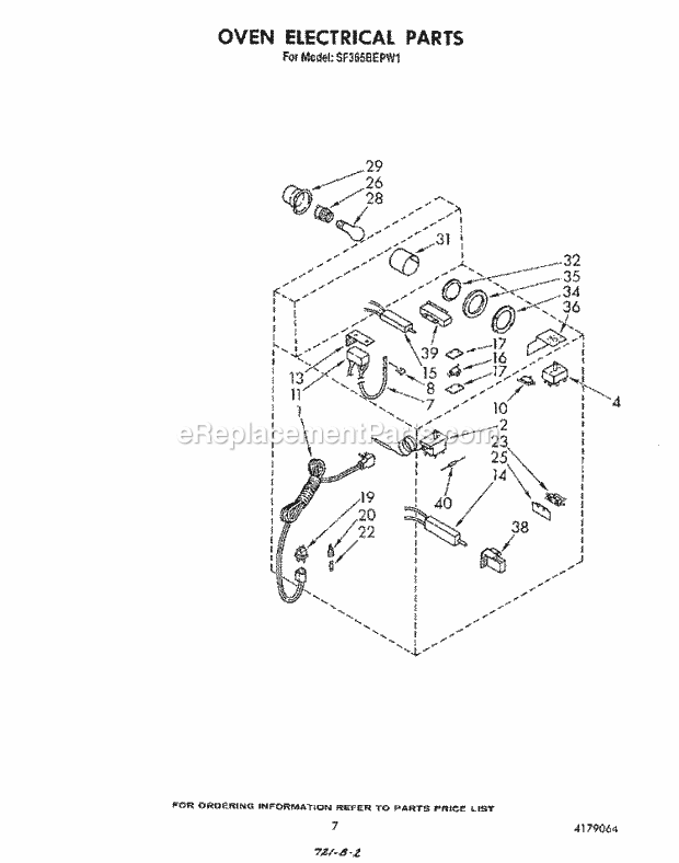 Whirlpool SF365BEPW1 Freestanding Gas Range Oven Electrical Diagram
