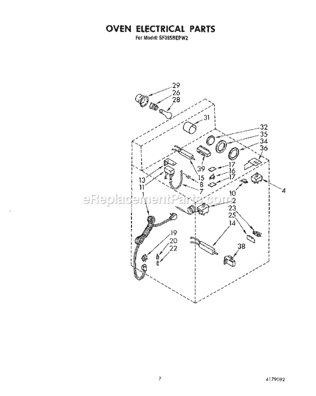 Whirlpool SF365BEPW2 Freestanding Gas Range Oven Electrical Diagram