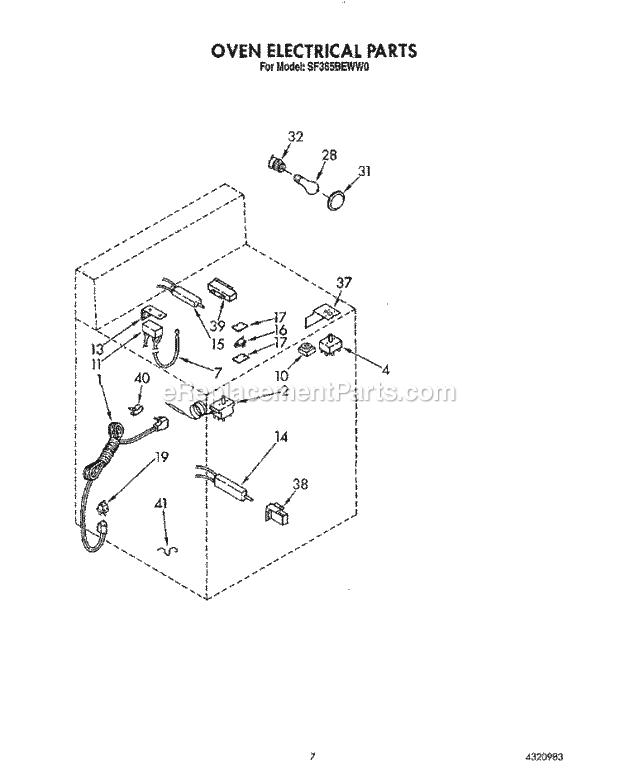 Whirlpool SF365BEWN0 Range Oven Electrical Diagram