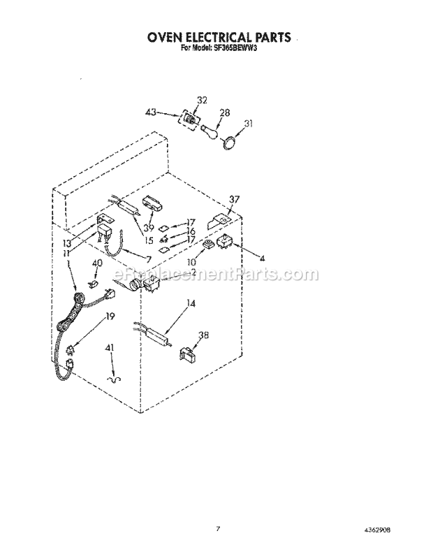 Whirlpool SF365BEWW3 Freestanding Gas Range Oven Electrical Diagram