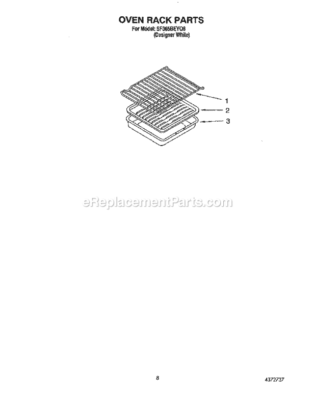 Whirlpool SF365BEYQ6 Freestanding Gas Range Oven Rack, Literature Diagram