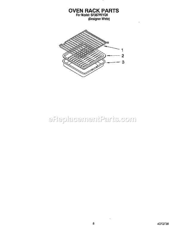 Whirlpool SF367PEYQ8 Freestanding Gas Range Oven Rack, Literature Diagram