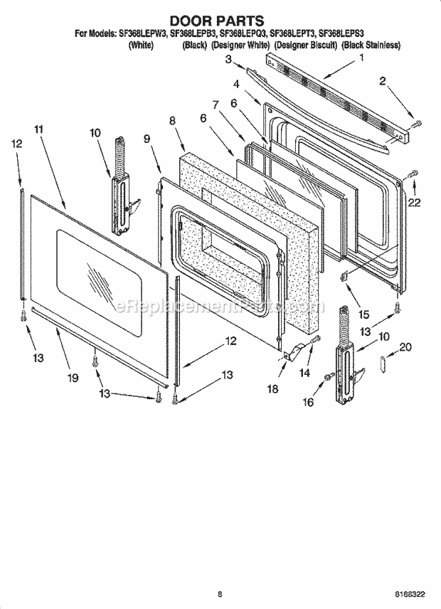 Whirlpool SF368LEPS3 Freestanding Gas Range Door Parts, Optional Parts (Not Included) Diagram