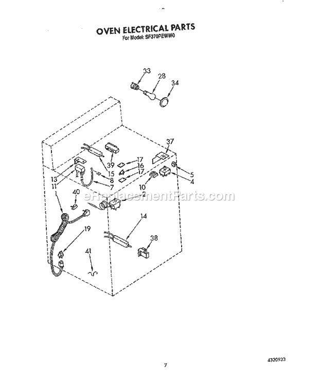 Whirlpool SF370PEWW0 Gas Range Oven Electrical Diagram