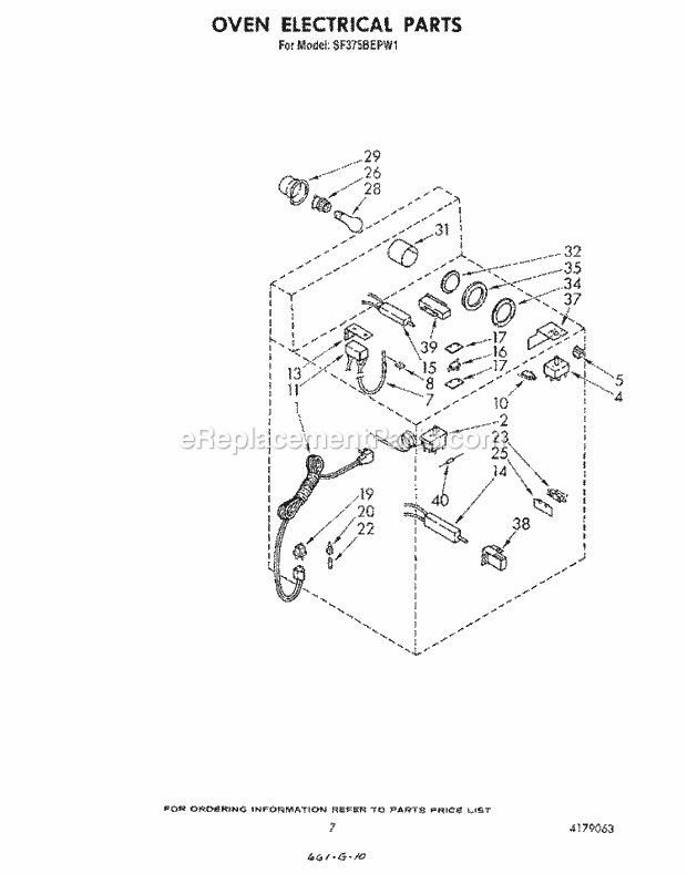 Whirlpool SF375BEPW1 Gas Range Oven Electrical Diagram