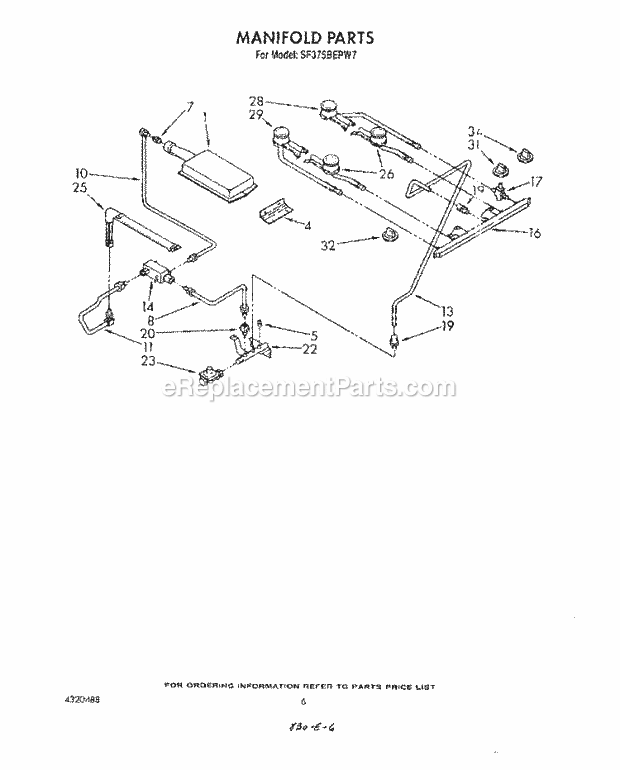 Whirlpool SF375BEPW7 Gas Range Manifold Diagram