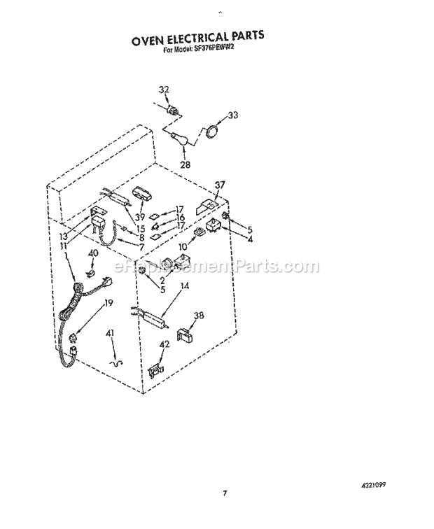 Whirlpool SF376PEWW2 Gas Range Oven Electrical Diagram