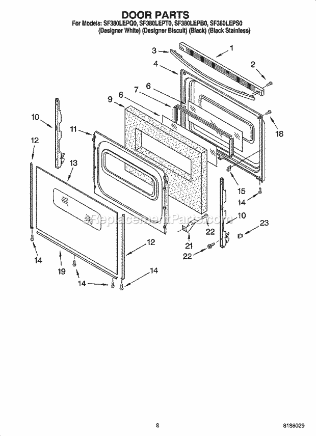 Whirlpool SF380LEPQ0 Freestanding Gas Range Door Parts, Optional Parts (Not Included) Diagram