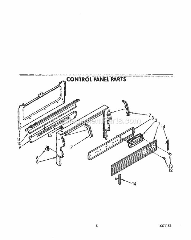 Whirlpool SF385PEWW3 Freestanding Gas Range Control Panel Diagram