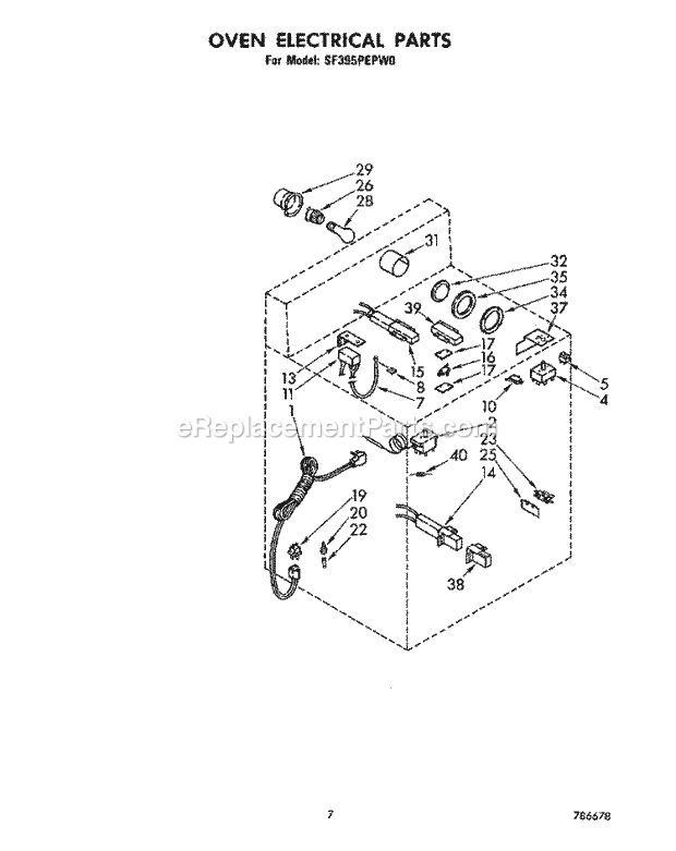 Whirlpool SF395PEPW0 Freestanding Gas Range Oven Electrical Diagram