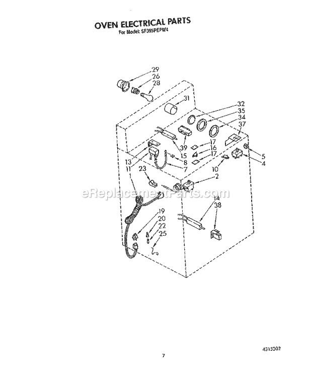 Whirlpool SF395PEPW4 Freestanding Gas Range Oven Electrical Diagram