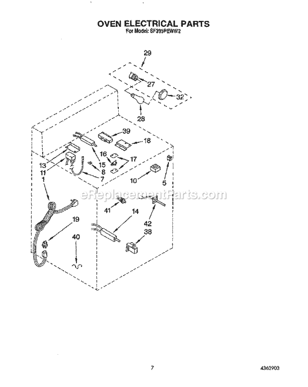 Whirlpool SF395PEWW2 Freestanding Gas Range Oven Electrical Diagram