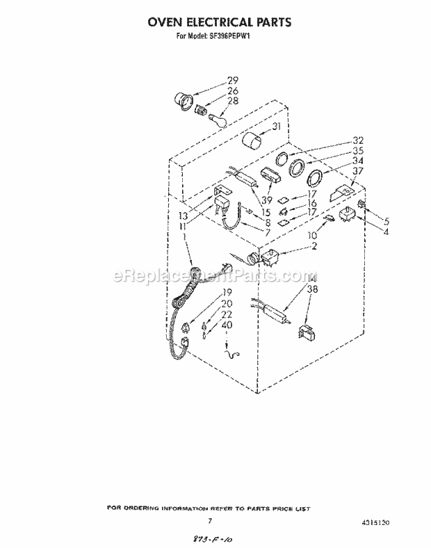 Whirlpool SF396PEPW1 Gas Range Oven Electrical Diagram